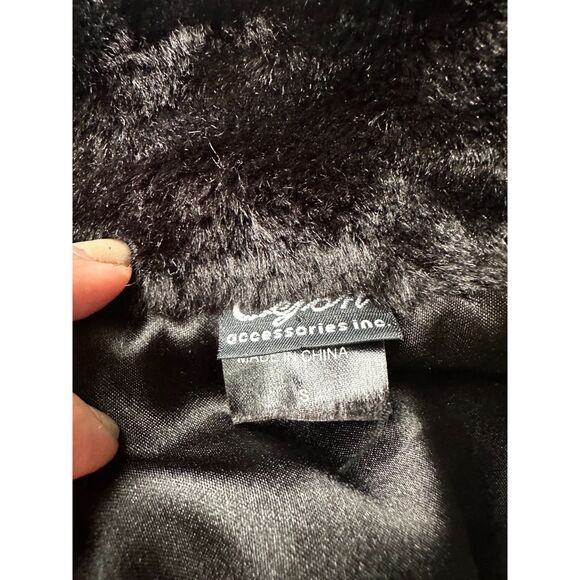 Vintage CEJON Women's Cropped Mock Neck Zip Front Black Faux Fur Vest Size S - Picture 7 of 8